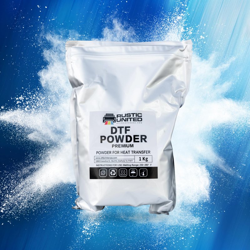 Rustic United DTF Powder 1KG for Vibrant Durable Transfers on All Fabrics