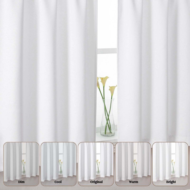 White Curtain Panels - Light Filtering Thermal Insulated Window Drapes, 2 Pack