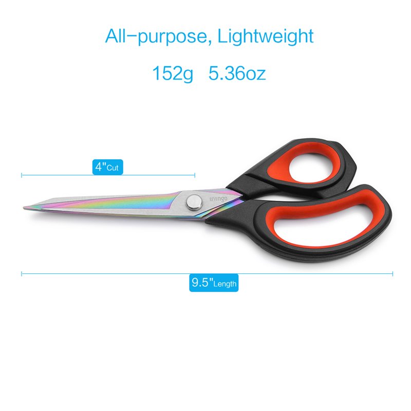LIVINGO 9.5" Titanium Coated Fabric Scissors Heavy Duty Tailor Shears - Red/Black