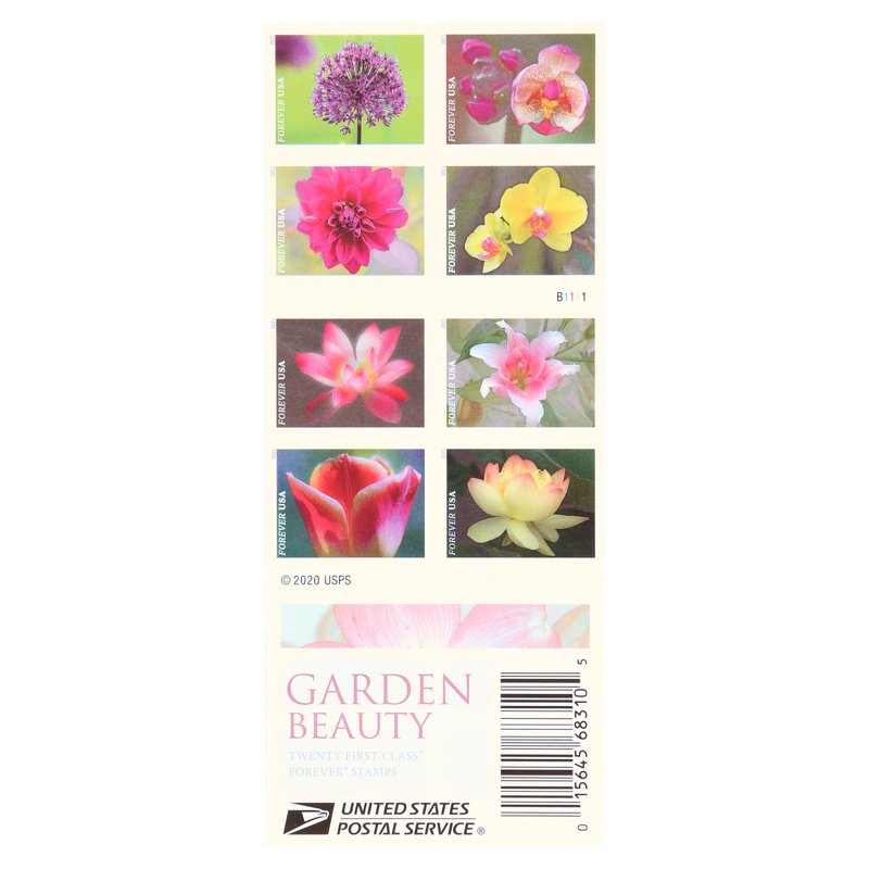 USPS Garden Flower Postage Stamps Book of 20 for First Class Mail