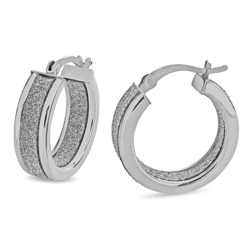 Sterling Silver Glitter Hoop Earrings Set - Multiple Colors & Quantities