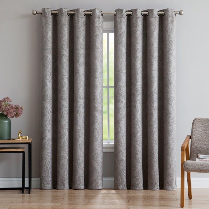 Blackout Curtain Set - Embossed Textured Room Darkening Drapes for Home