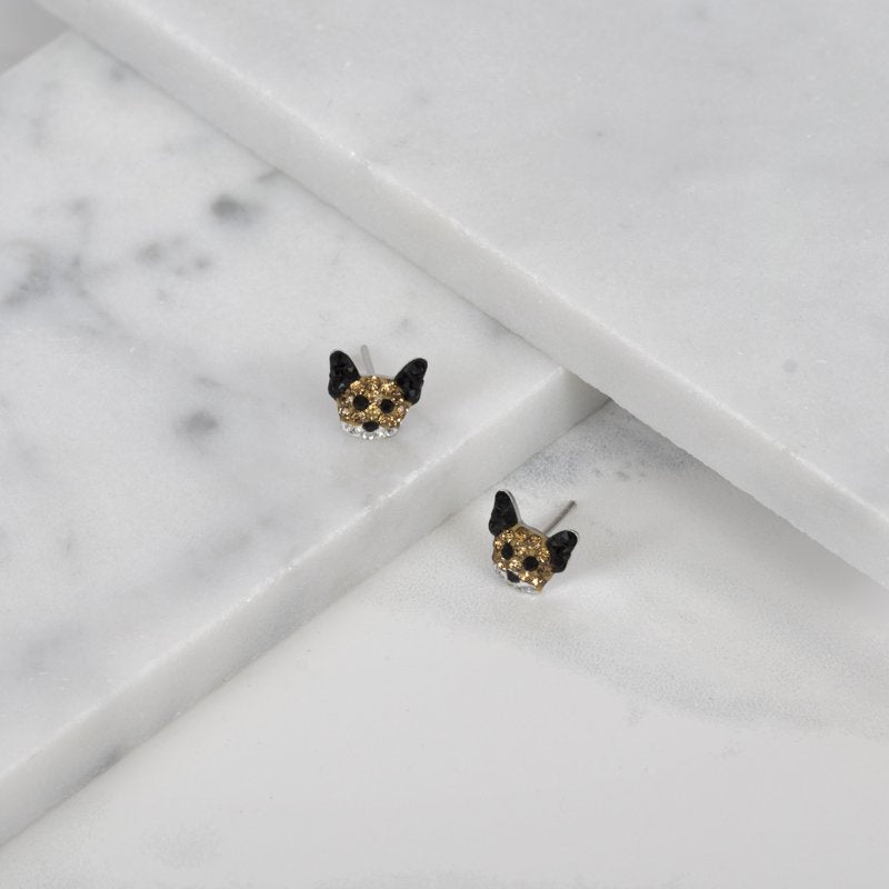 Sterling Silver Crystal Dog Stud Earrings for Women & Teens - Playful Pet Jewelry
