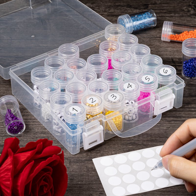 Diamond Painting Storage Containers Bead Organizer with 30 Grids - Clear Craft Storage Box
