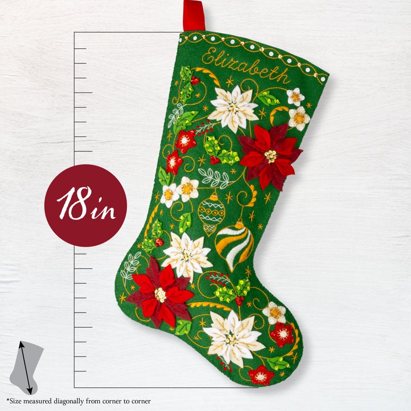 Christmas Stocking Embroidery Kit - Felt Applique DIY Craft for Holiday Decor
