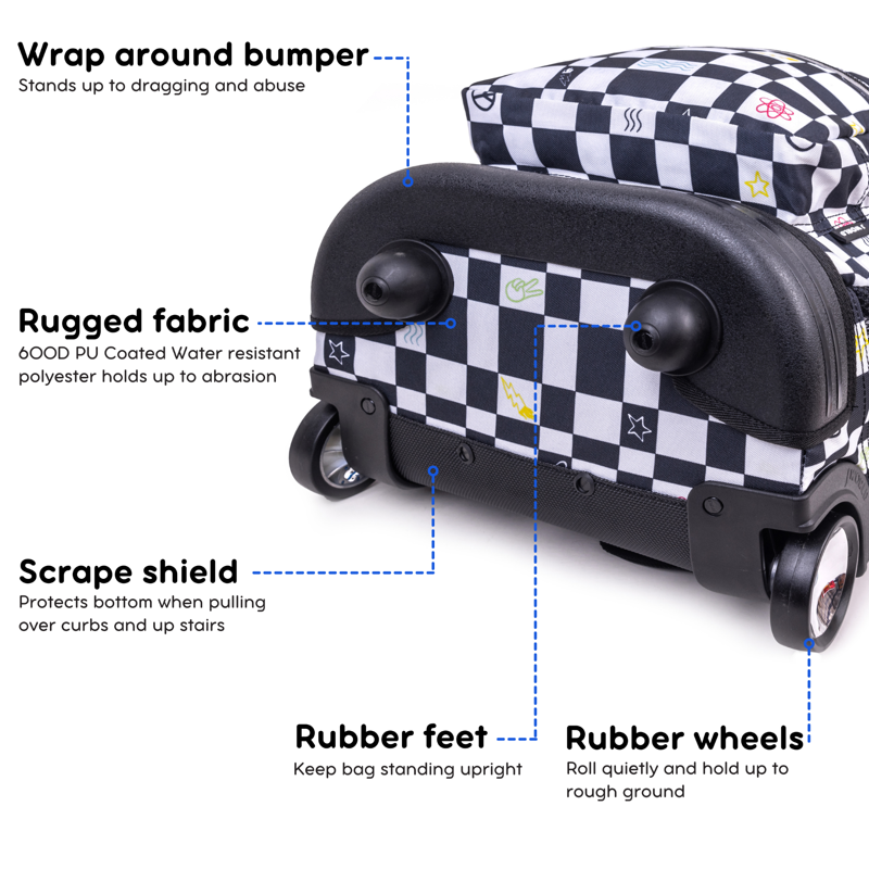 Kids & Adults 18-Inch Rolling Backpack for School & Travel - Lightweight & Durable with Multiple Compartments