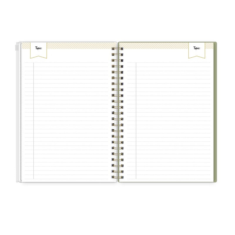 Blue Sky Day Designer Zip Pocket Cover Notebook - 5.75" x 8.5" Floral Journal, 160 Lined Pages, Gold Wire Binding