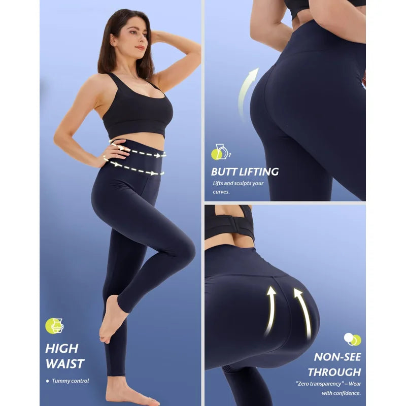High Waisted Leggings for Women 6-Pack Tummy Control Yoga & Workout Pants