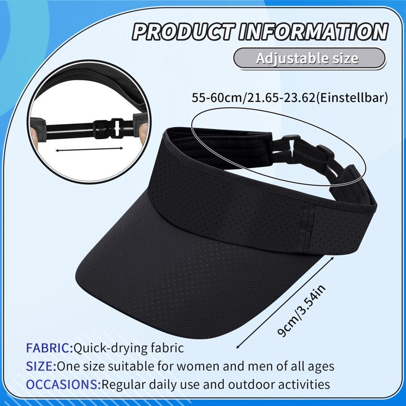 Adjustable Sport Sun Visor Hats 2 Pack - Lightweight Quick-Dry Baseball Caps