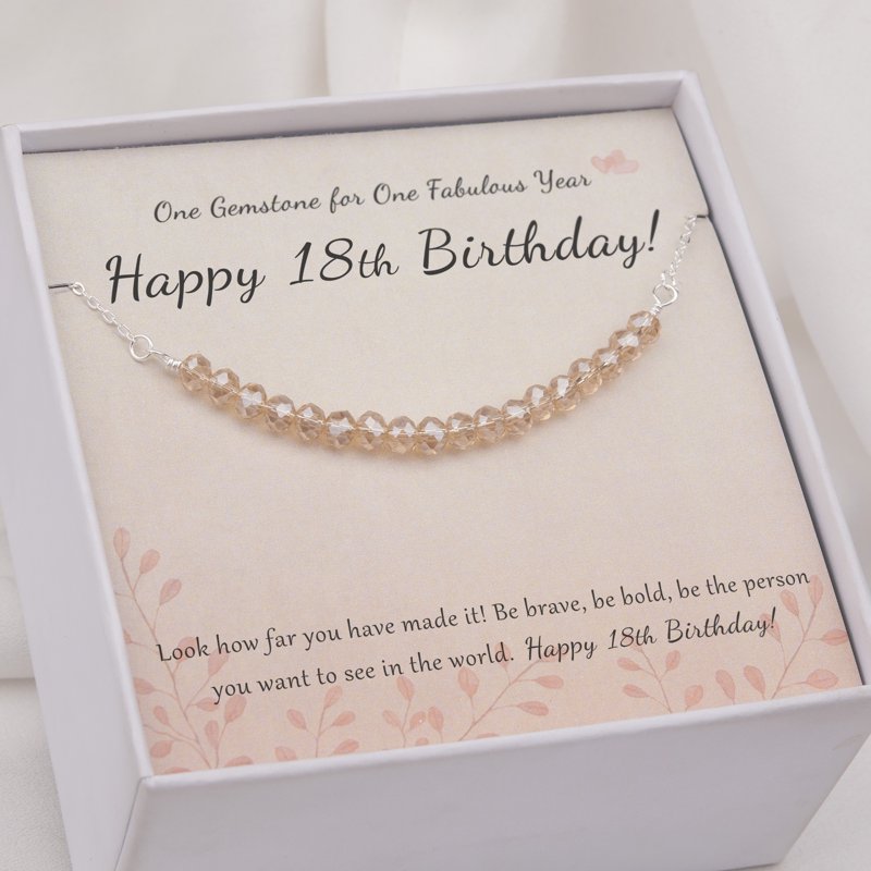 Sterling Silver Beads Necklace for 18th Birthday Gift for Girls - 18 Beads Jewelry