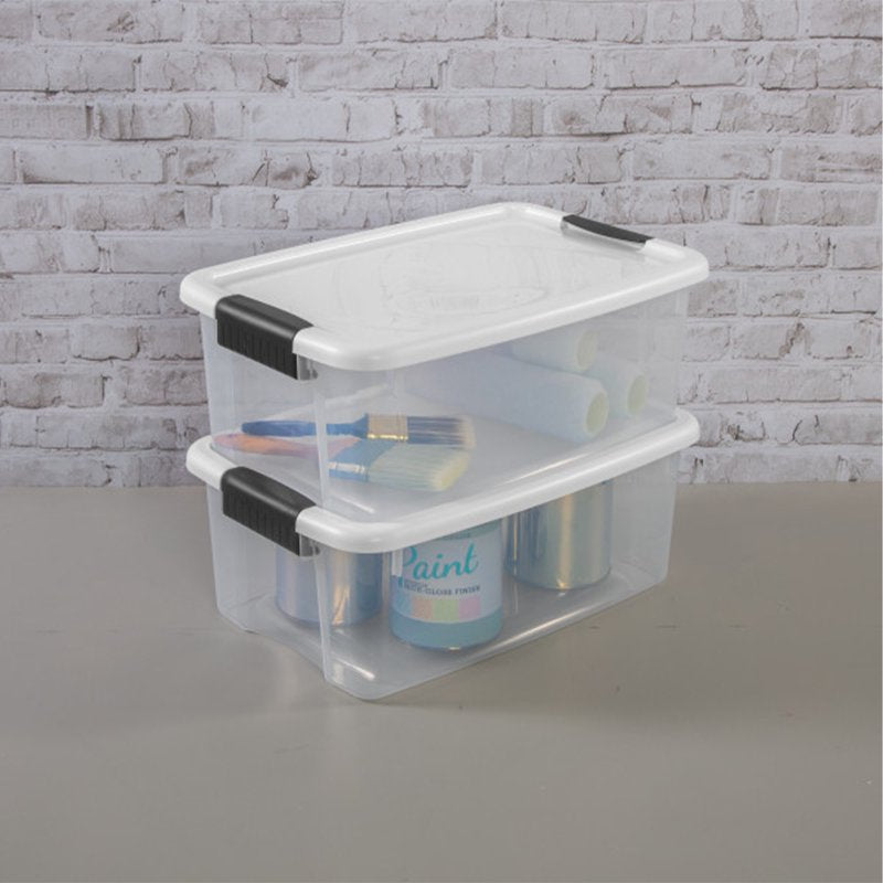 Stacking Storage Container with Lid - Clear Plastic Home Organization Bins