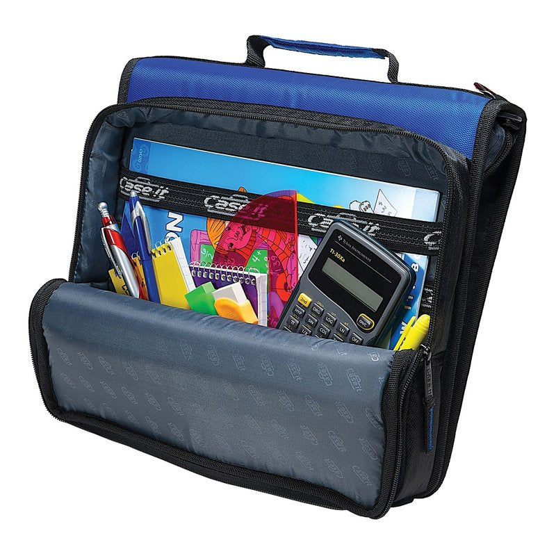Universal 2-Inch Zipper Binder with 13-Inch Tablet Pouch - Blue