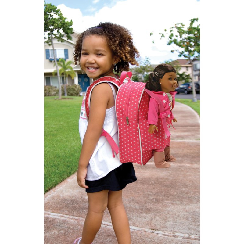 Doll Travel Backpack Pink with Star Design - Fits 18-Inch Dolls