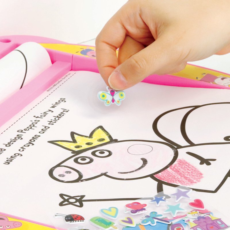 Peppa Pig Roll Desk Activity Set with 25 Feet Coloring Paper, Crayons & Puffy Stickers