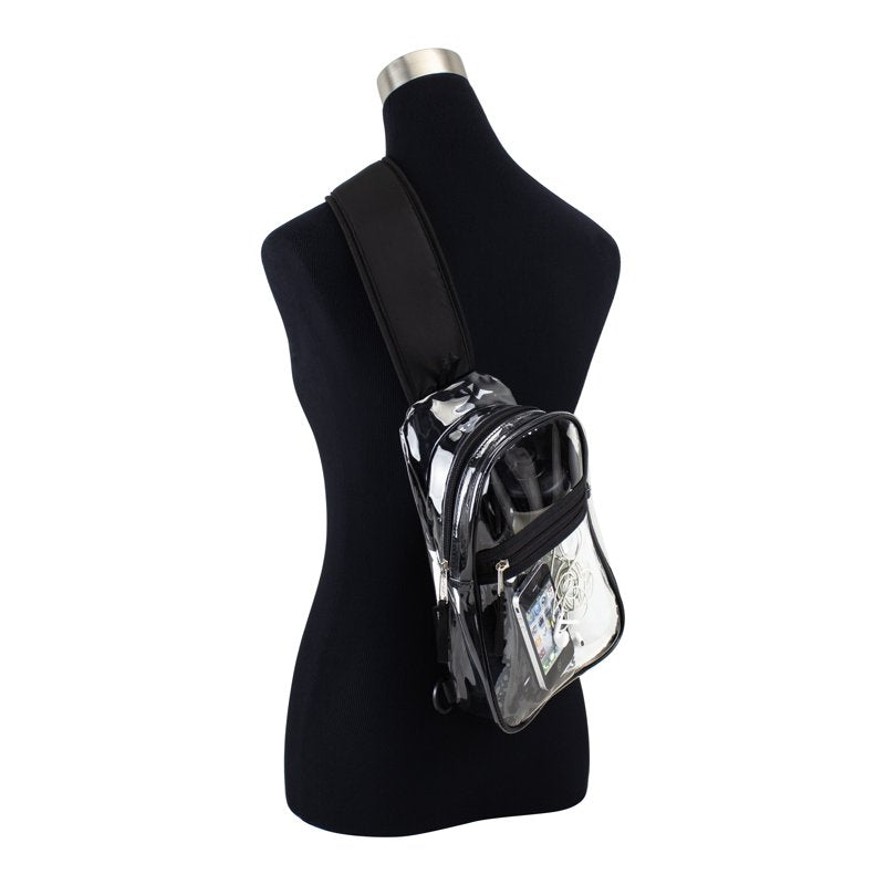 Unisex Clear Sling Stadium Bag with Padded Strap & Multiple Compartments