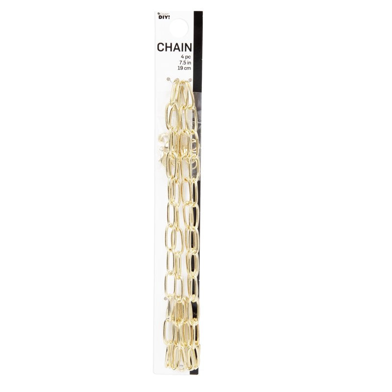 Gold Dainty Long Chain Jewelry Making Set - 4 Pieces, 7.5 Inch Link
