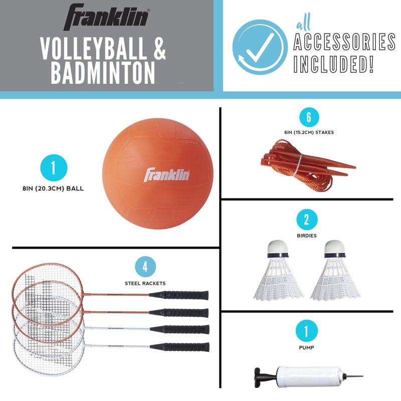 Outdoor Volleyball and Badminton Net Set - Family, Starter & Professional Options