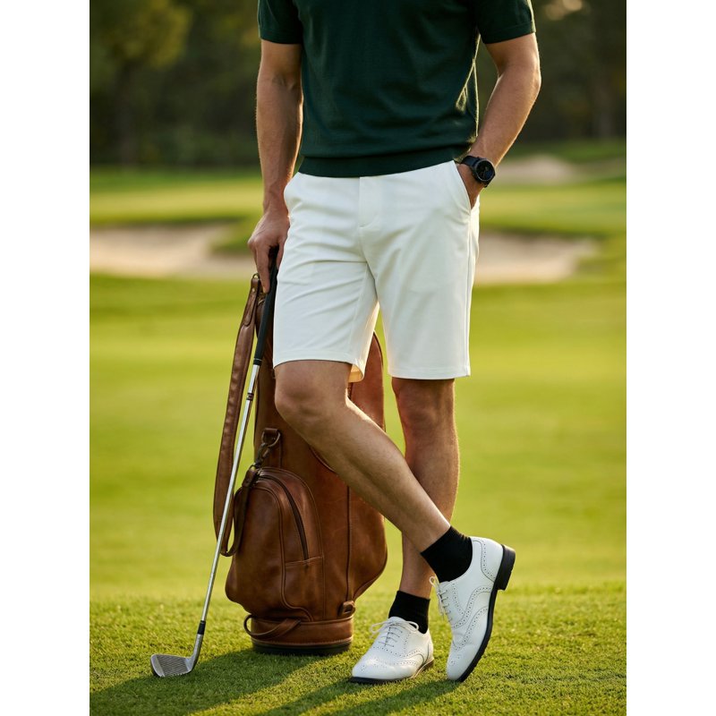 Men's 9-Inch Golf Shorts with Hidden Expandable Waist - Lightweight Bermuda