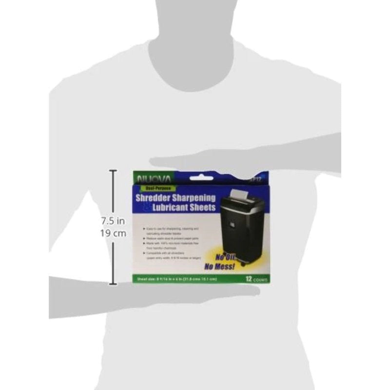 Shredder Sharpening and Lubricant Sheets - 12 Pack for Office Equipment