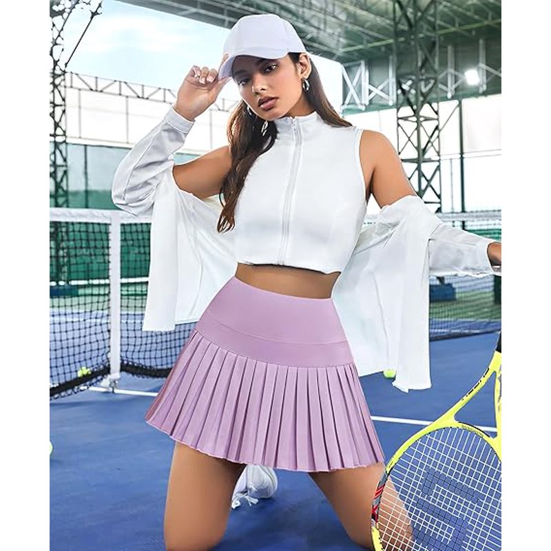 Women's Pleated Tennis Skirt with Shorts High Waist Athletic Skort