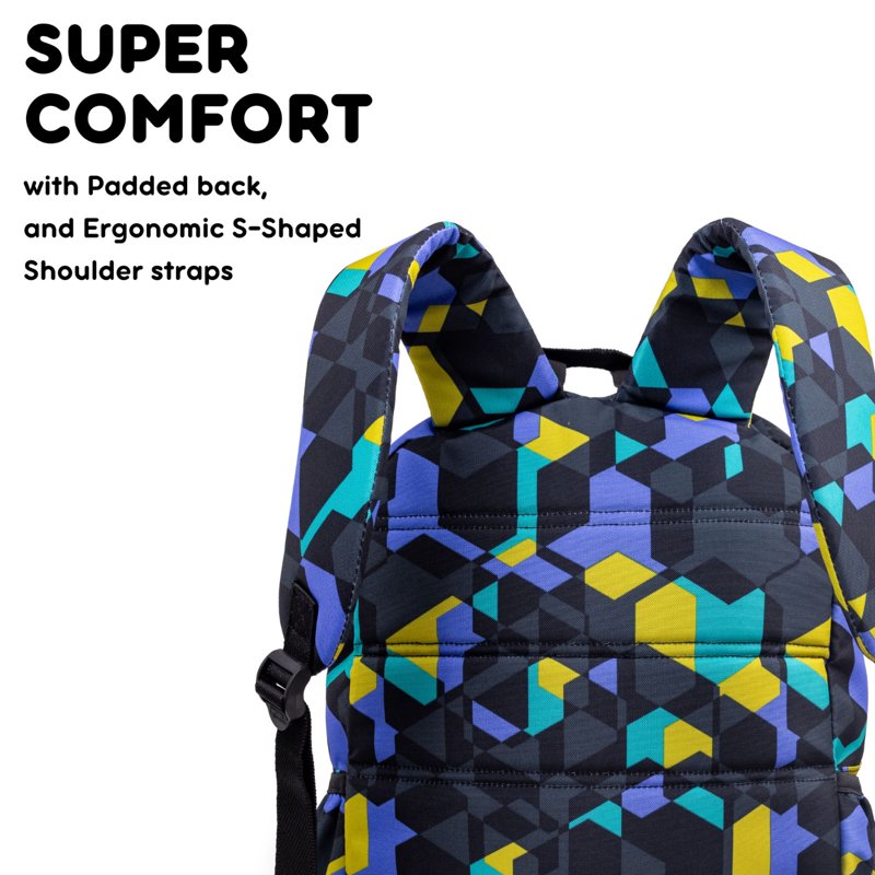 J World Oz 17" Day Backpack for School & Travel - Cubes Variation