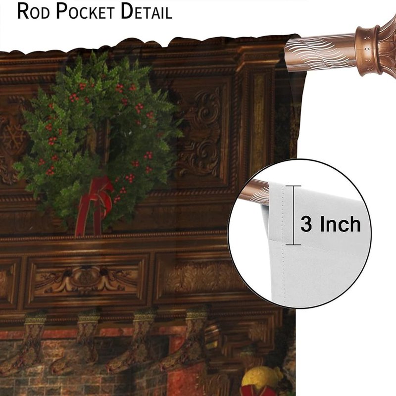 Christmas Curtains 2-Piece Set Holiday Tree & Presents Window Drapes 84x84 Inches