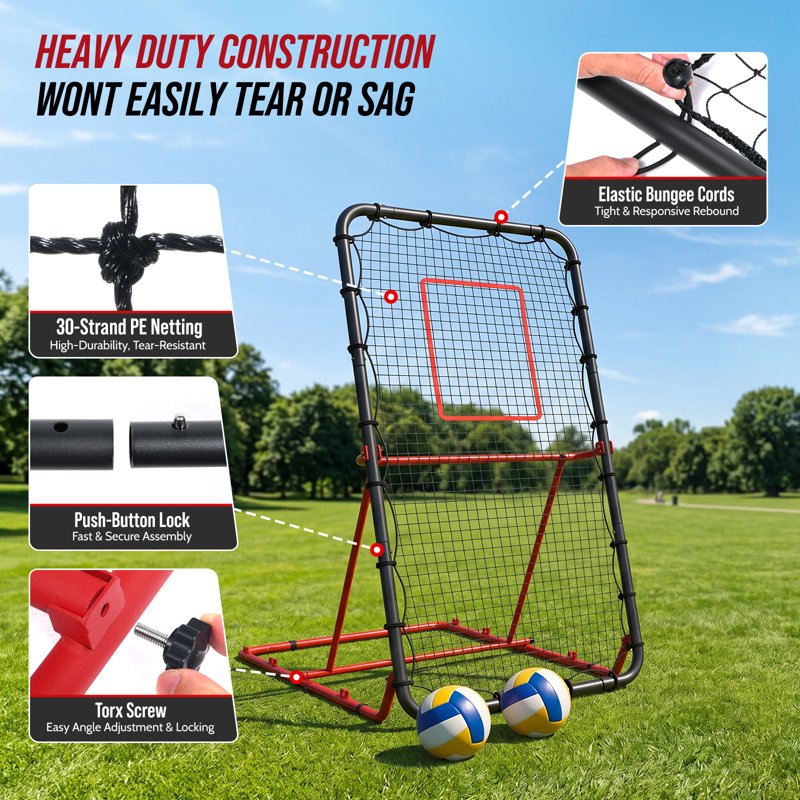 7x4 FT Volleyball Rebounder Net - Adjustable Training Equipment for Spiking, Passing & Serving