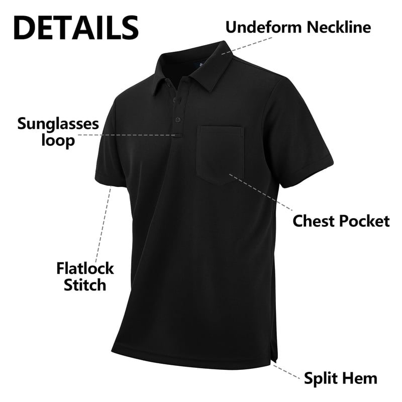 Men's Casual Polo Shirts 5 Pack Short Sleeve with Pocket Golf Style