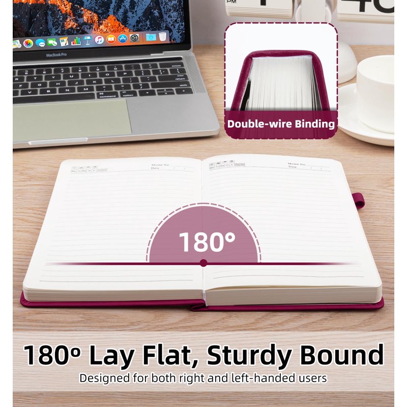 A5 Leather Journal Notebook with 365 Pages - Hardcover Daily Writing Planner
