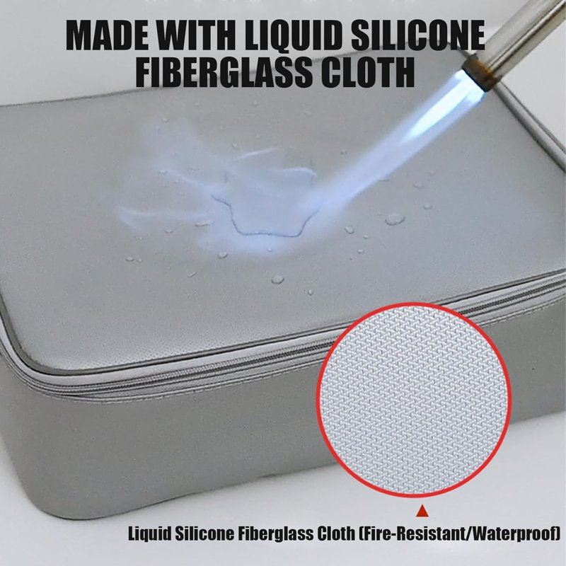 Fireproof Waterproof Document Safe Box with Lock - Portable Home Travel Security Storage