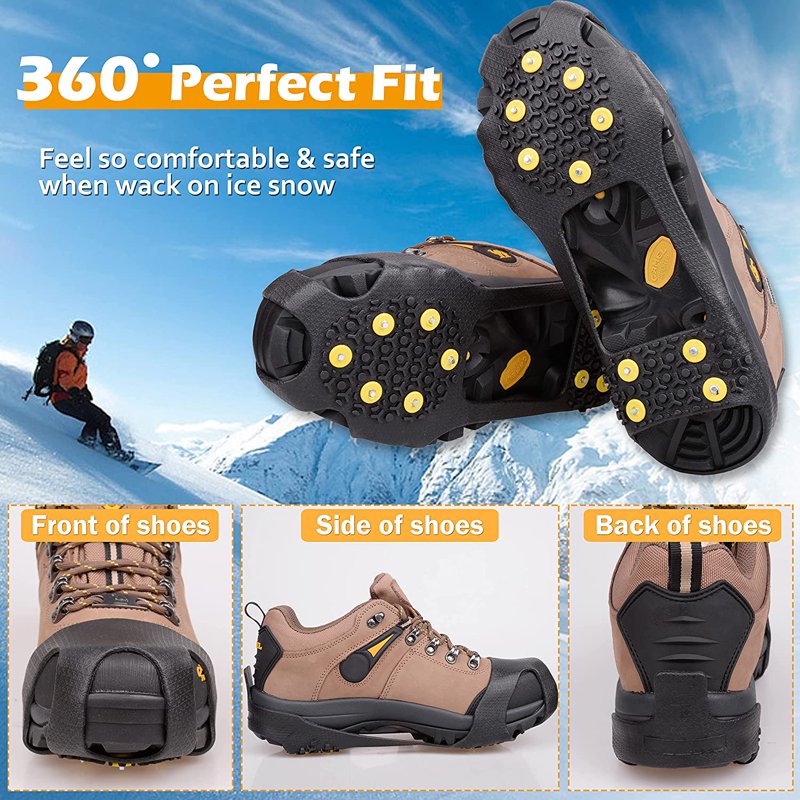Ice Snow Cleats for Shoes and Boots - Anti-Slip Traction Crampons, Winter Safety Gear