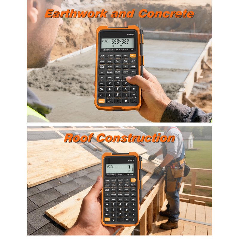 Construction Calculator with Writing Tablet - Eco-Friendly, Heavy-Duty for Contractors