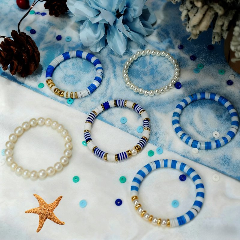 Ocean Theme Pearl Bead Jewelry Making Kit with Shell Starfish Pendants - DIY Necklace & Bracelet Set