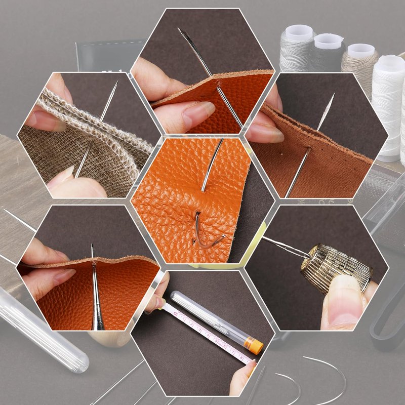 Heavy Duty Sewing Kit with Needles, Awl & Repair Tools for Upholstery & Leather