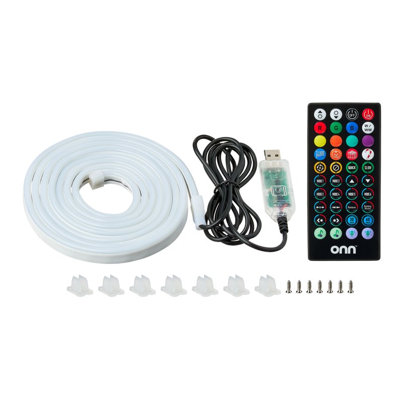 RGBIC LED Neon Flex Rope Light - 6.6 ft, USB Powered, Sound Reactive, Remote Included
