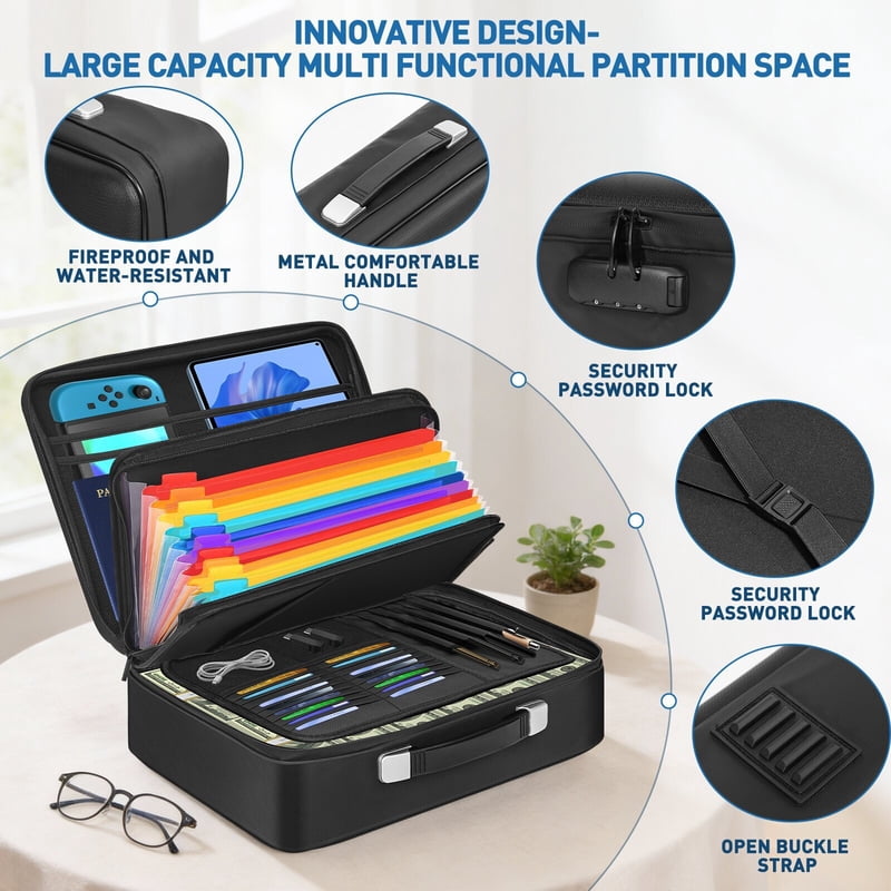 Fireproof Document Safe Box with Combination Lock - Water-Resistant Home Safe for Important Files and Valuables
