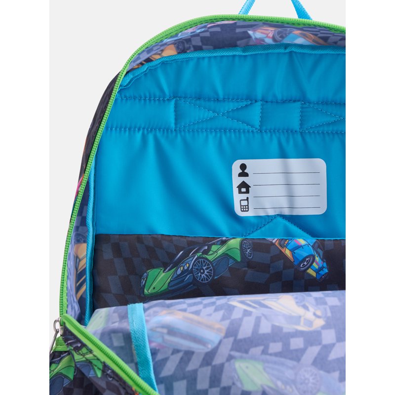 Kids' 17-Inch Race Team Print Laptop Backpack – Water-Resistant & Adjustable Straps