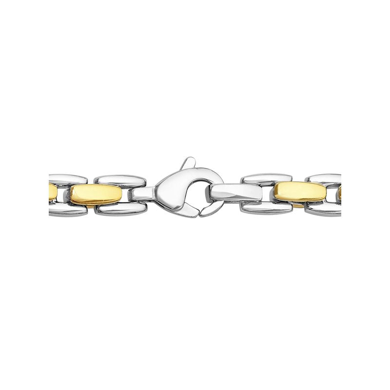 Men's Two-Tone Stainless Steel H-Link Chain Necklace 24 Inches - Modern Jewelry