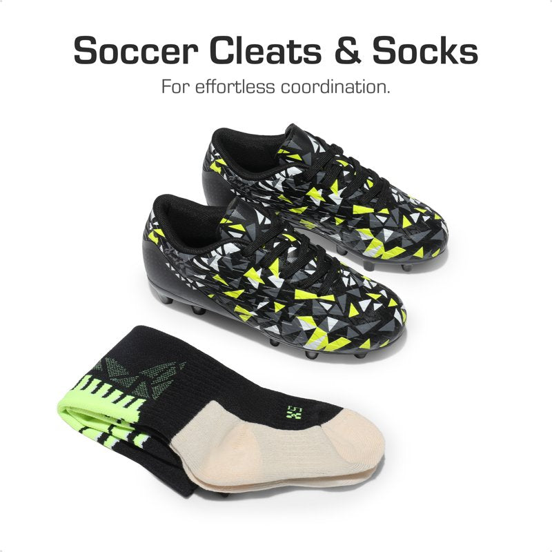 Dream Pairs Youth Soccer Cleats with Socks - Boys & Girls Kid Football Shoes 13.5 Black Neon