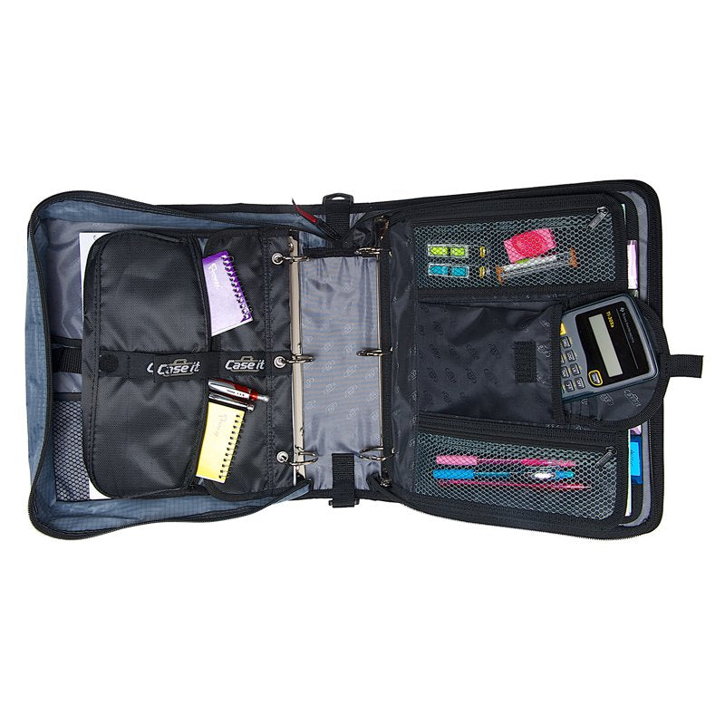 Dual 2-in-1 Zipper Binder with 3 Inch Capacity and Ripstop Material - Red