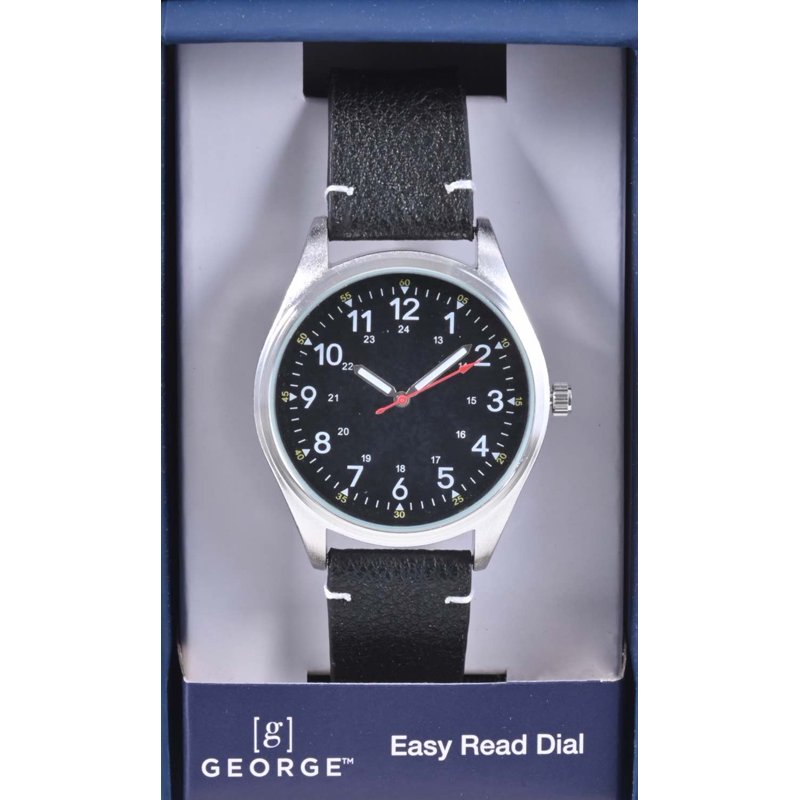 Men's Analog Watch with Water-Resistant Black and Silver Case