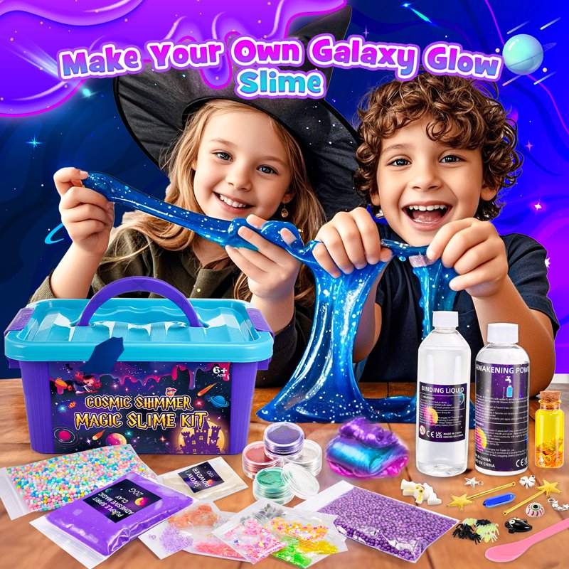 Galaxy Slime Making Kit for Kids Ages 6-12 - DIY Craft & Stress Relief Toy