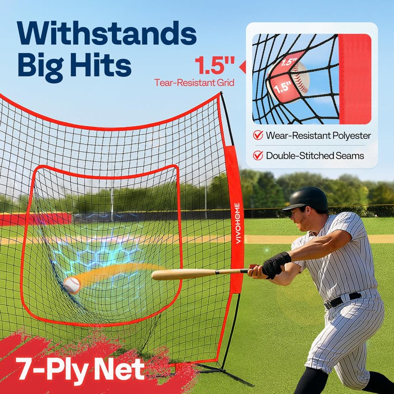 Baseball Softball Practice Net Set with Batting Tee and Carry Bag for Hitting Pitching