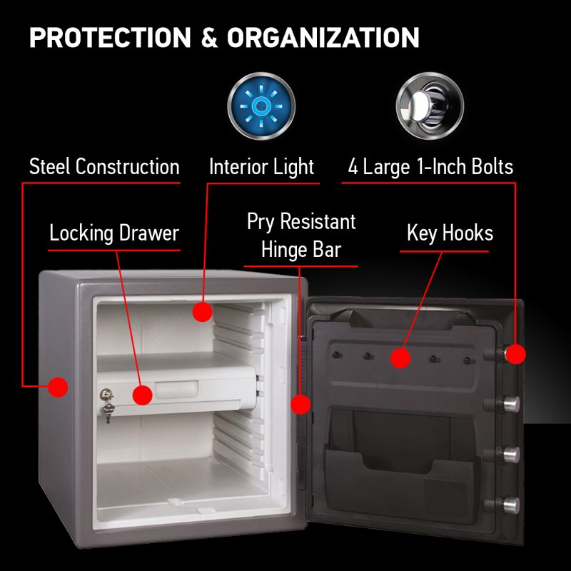 Fireproof Waterproof Security Safe with Digital Keypad - 1.2 Cu Ft