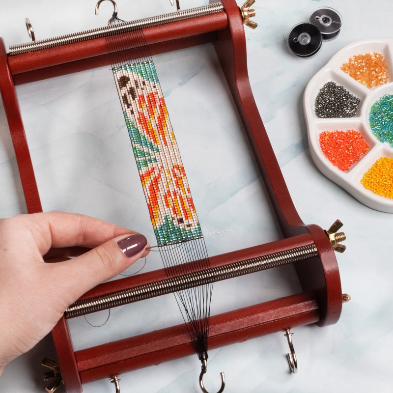 Wooden Bead Loom for Jewelry Making - 11x7 Inches, Includes Instructions