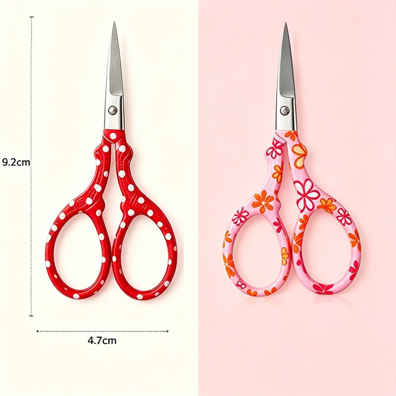 2PCS Sewing Embroidery Scissors - Stainless Steel Craft & Paper Cutting (Red+Pink)