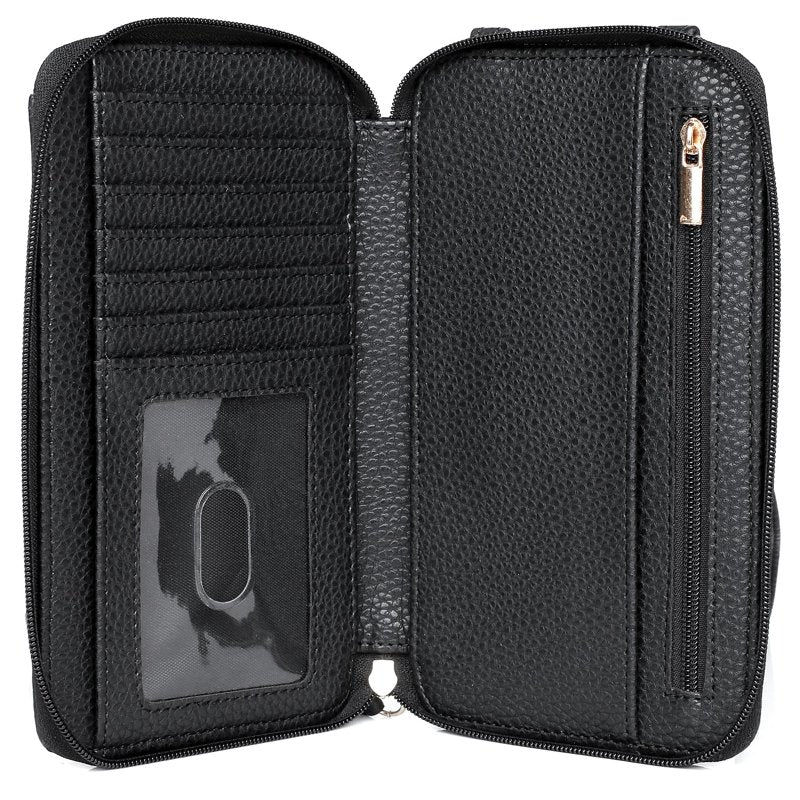 Women's RFID Blocking Crossbody Bag with Vegan Pebble Leather - Multiple Colors