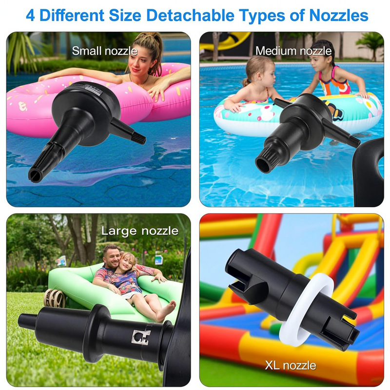 600W Electric Air Pump for Inflatables - Fast Inflate & Deflate, Includes 4 Nozzles