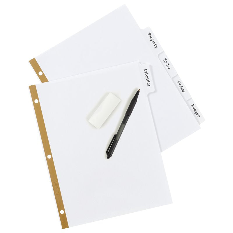 Write & Erase Divider Tabs - Reusable Big Tab Paper Dividers, 5 Sets of 23075