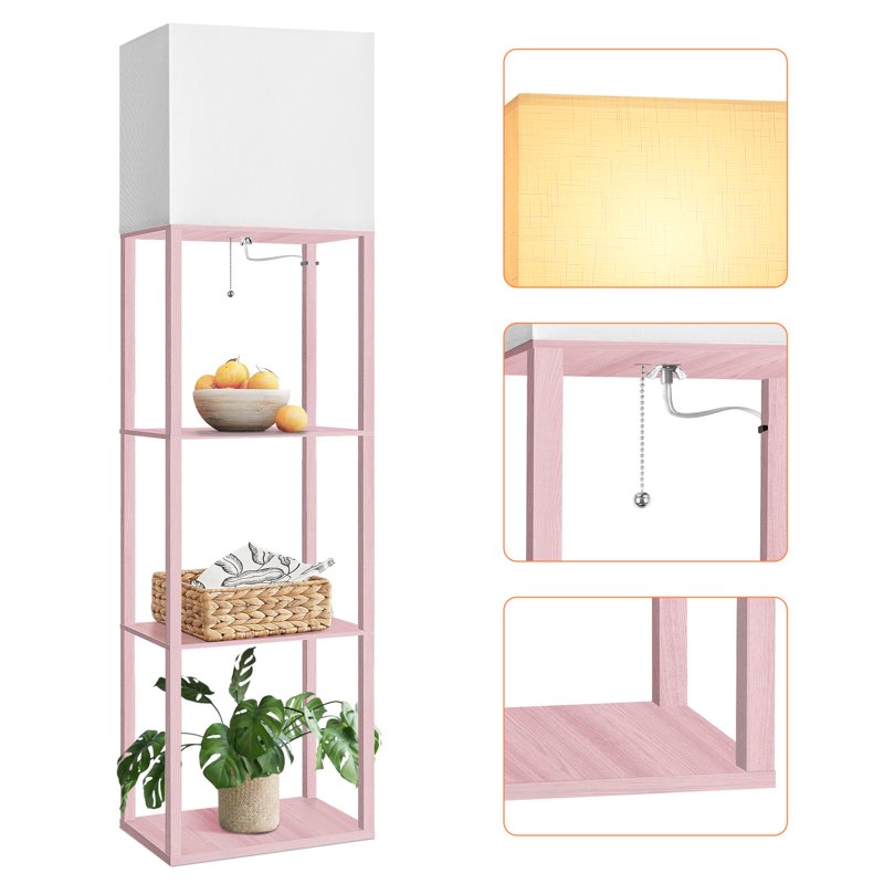 Modern Floor Lamp with Shelves - 3 Color Temperature Standing Light for Living Room Bedroom Office
